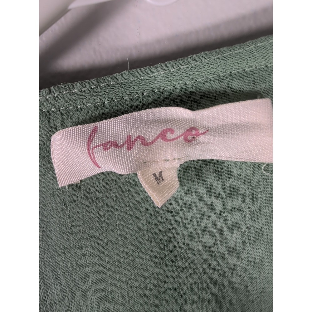 Fanco Ruffle Front Button Tie Top Medium Boho - Picture 7 of 10